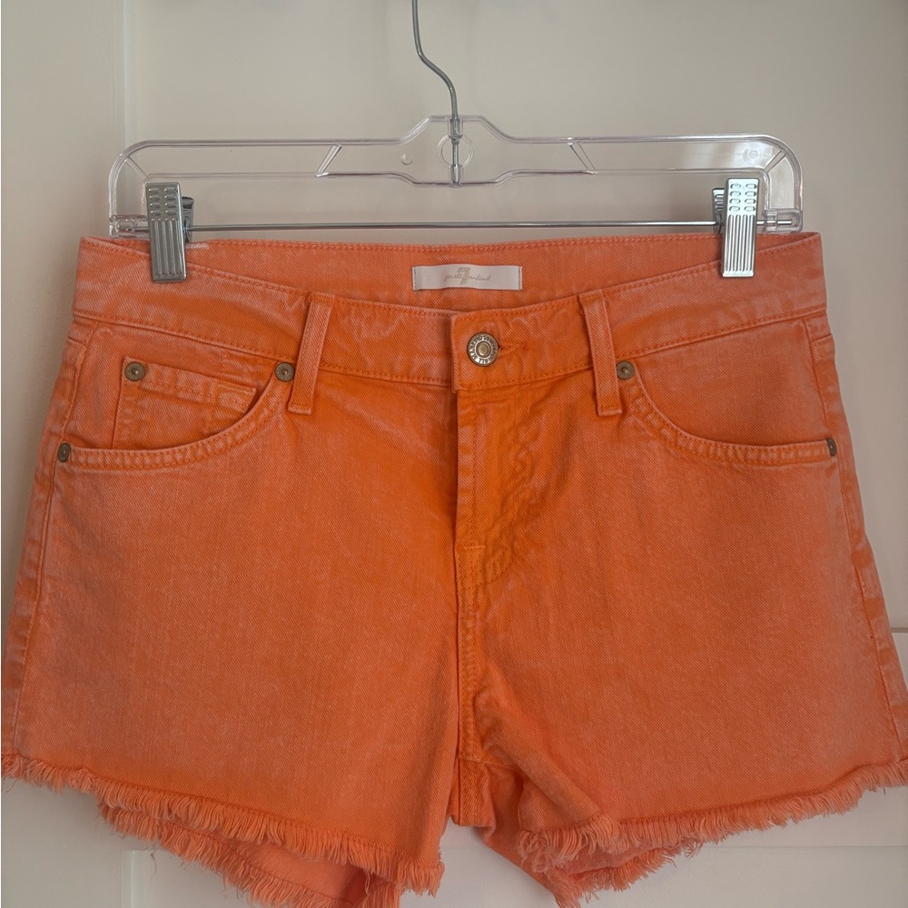 7 For All Mankind Vibrant Orange Jean Shorts